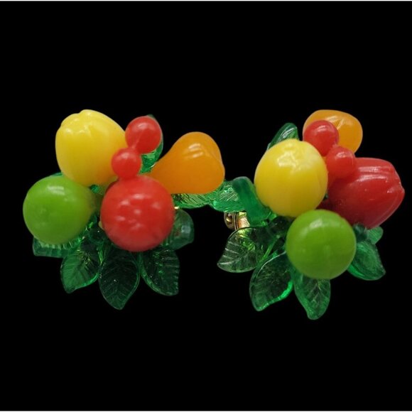 Carmen Miranda Fruit Salad Clip On Earrings Hong Kong Vintage Tutti Fruitti - Picture 15 of 15